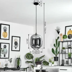 Suspension Verre Fumé-hofstein Suspension Augicourt Noir, 1 lumière