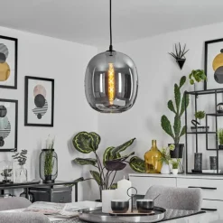 Suspension Verre Fumé-hofstein Suspension Augicourt Noir, 1 lumière