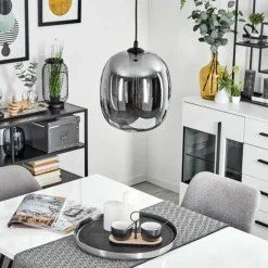 Suspension Verre Fumé-hofstein Suspension Augicourt Noir, 1 lumière