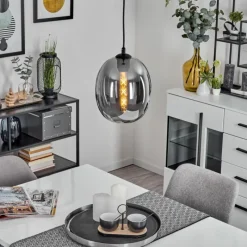 Suspension Verre Fumé-hofstein Suspension Augicourt Noir, 1 lumière