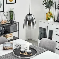 Suspension Verre Fumé-hofstein Suspension Autry Noir, 1 lumière