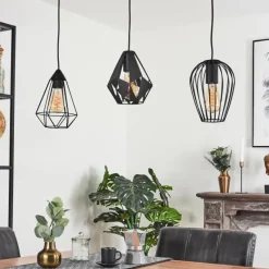 Lampes Vintages & Rétros-hofstein Suspension Aveloso Noir, 3 lumières