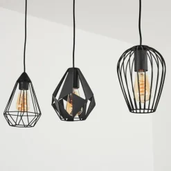 Lampes Vintages & Rétros-hofstein Suspension Aveloso Noir, 3 lumières