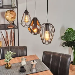 Lampes Vintages & Rétros-hofstein Suspension Aveloso Noir, 3 lumières