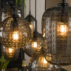 Suspension Verre Fumé-hofstein Suspension Barcarena Noir, 7 lumières