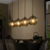 Suspension Verre Fumé-hofstein Suspension Barcarena Noir, 4 lumières