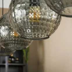 Suspension Verre Fumé-hofstein Suspension Barcarena Noir, 4 lumières