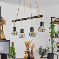 Style Boho-Chic-hofstein Suspension Bardhaman Écru, Noir, 4 lumières