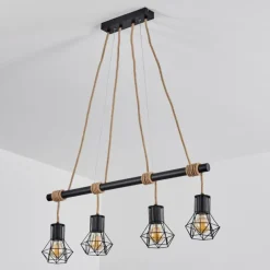 Style Boho-Chic-hofstein Suspension Bardhaman Écru, Noir, 4 lumières