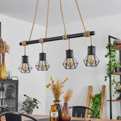Style Boho-Chic-hofstein Suspension Bardhaman Écru, Noir, 4 lumières