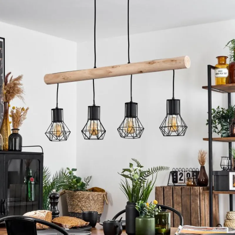 Luminaires Scandinaves-hofstein Suspension Bardhaman Écru, Noir, 4 lumières