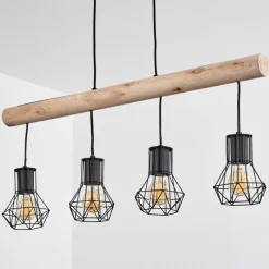 Luminaires Scandinaves-hofstein Suspension Bardhaman Écru, Noir, 4 lumières