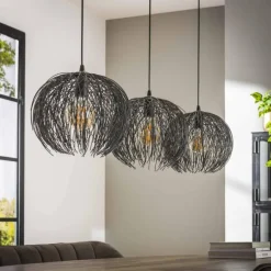 Lampes Industrielles-hofstein Suspension Beach Brun, Noir, 3 lumières