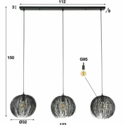 Lampes Industrielles-hofstein Suspension Beach Brun, Noir, 3 lumières