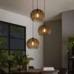 Lampes Industrielles-hofstein Suspension Beach Brun, Noir, 3 lumières