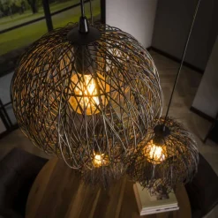 Lampes Industrielles-hofstein Suspension Beach Brun, Noir, 3 lumières