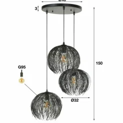 Lampes Industrielles-hofstein Suspension Beach Brun, Noir, 3 lumières