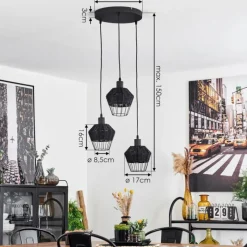 Luminaires Scandinaves-hofstein Suspension Benagil Noir, 3 lumières