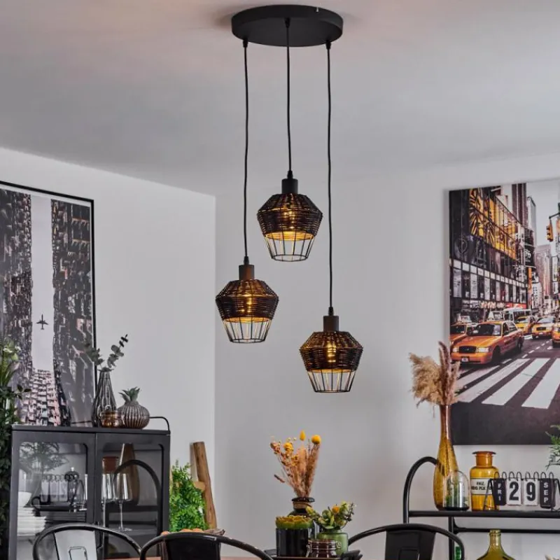 Luminaires Scandinaves-hofstein Suspension Benagil Noir, 3 lumières