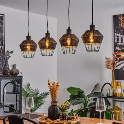 Luminaires Scandinaves-hofstein Suspension Benagil Noir, 4 lumières