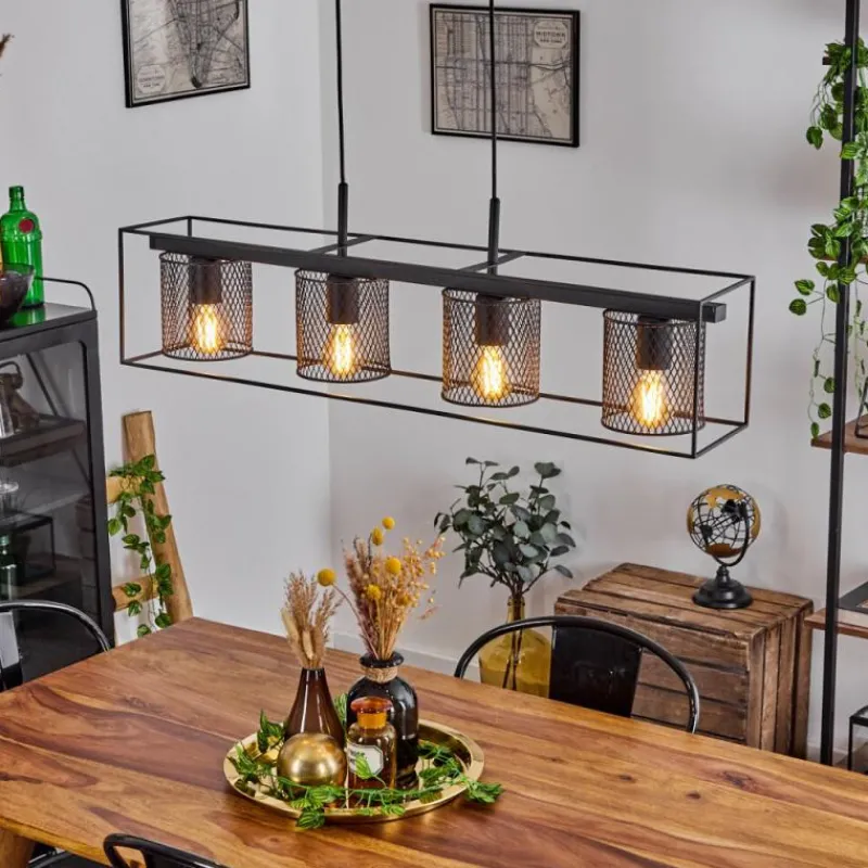 Lampes Industrielles-hofstein Suspension Bettaix Noir, 4 lumières