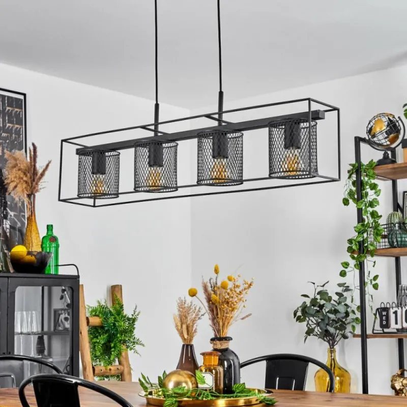 Lampes Industrielles-hofstein Suspension Bettaix Noir, 4 lumières