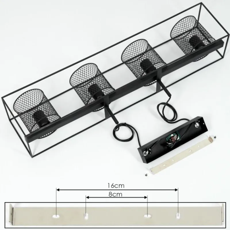 Lampes Industrielles-hofstein Suspension Bettaix Noir, 4 lumières