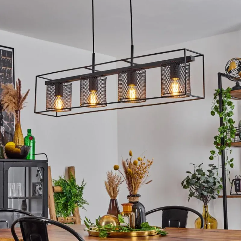 Lampes Industrielles-hofstein Suspension Bettaix Noir, 4 lumières