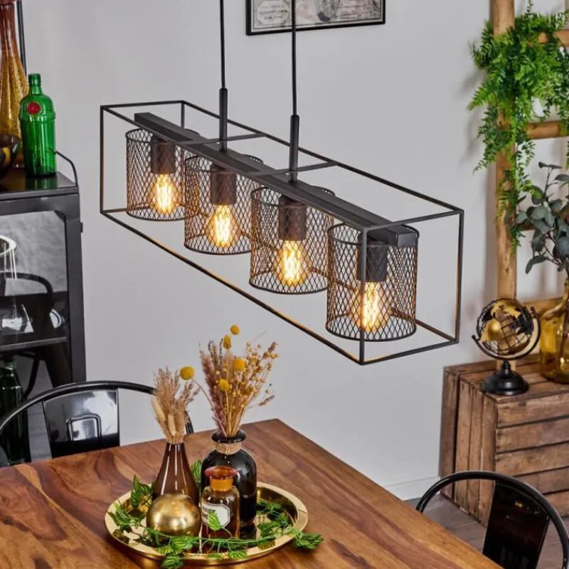 Lampes Industrielles-hofstein Suspension Bettaix Noir, 4 lumières