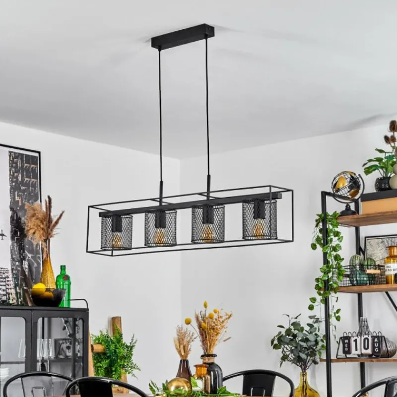 Lampes Industrielles-hofstein Suspension Bettaix Noir, 4 lumières