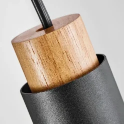 Lampes Vintages & Rétros-hofstein Suspension Brenier Bois foncé, Noir, 1 lumière