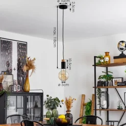Lampes Vintages & Rétros-hofstein Suspension Brenier Bois foncé, Noir, 1 lumière
