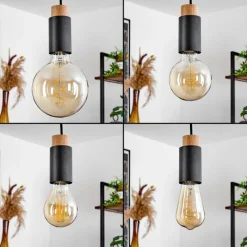 Lampes Vintages & Rétros-hofstein Suspension Brenier Écru, Noir, 4 lumières