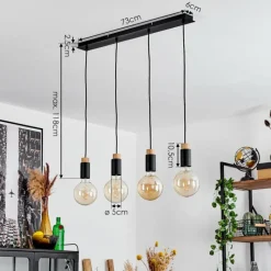 Lampes Vintages & Rétros-hofstein Suspension Brenier Écru, Noir, 4 lumières
