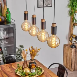 Lampes Vintages & Rétros-hofstein Suspension Brenier Écru, Noir, 4 lumières