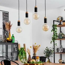 Lampes Vintages & Rétros-hofstein Suspension Brenier Écru, Noir, 4 lumières