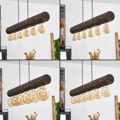 Luminaires Scandinaves-hofstein Suspension Canedo Bois foncé, Noir, 6 lumières