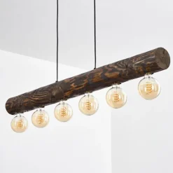 Luminaires Scandinaves-hofstein Suspension Canedo Bois foncé, Noir, 6 lumières