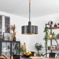 Lampes Dorées-hofstein Suspension Chabian Brun, Couleur bois, Noir, 1 lumière