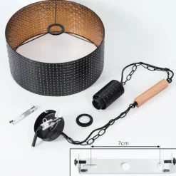 Lampes Dorées-hofstein Suspension Chabian Brun, Couleur bois, Noir, 1 lumière