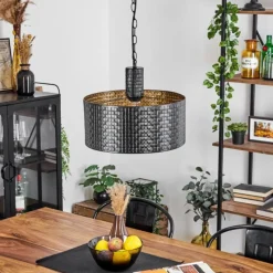 Lampes Dorées-hofstein Suspension Chabian Brun, Couleur bois, Noir, 1 lumière