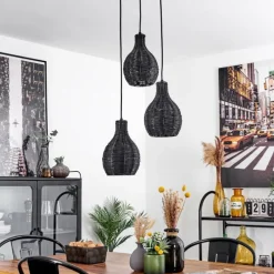 Luminaires Scandinaves-hofstein Suspension Chaniers Noir, 3 lumières