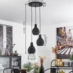 Luminaires Scandinaves-hofstein Suspension Chaniers Noir, 3 lumières