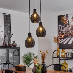 Luminaires Scandinaves-hofstein Suspension Chaniers Noir, 3 lumières