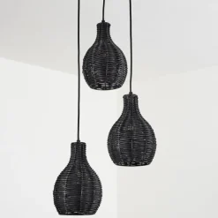Luminaires Scandinaves-hofstein Suspension Chaniers Noir, 3 lumières