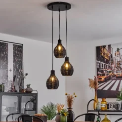 Luminaires Scandinaves-hofstein Suspension Chaniers Noir, 3 lumières