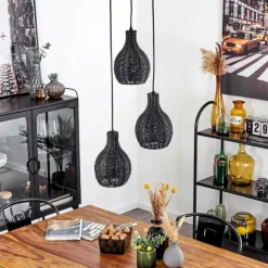 Luminaires Scandinaves-hofstein Suspension Chaniers Noir, 3 lumières