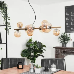 hofstein Suspension Chehalis LED Laiton, Noir, 9 lumières