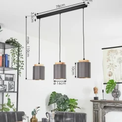 Lampes En Tissu-hofstein Suspension Chiuvi Écru, Noir, 3 lumières