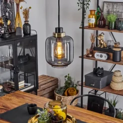 Suspension Verre Fumé-hofstein Suspension Curveira Bronze, Noir, 1 lumière